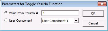 Parameters for Toggle Yes/No Function